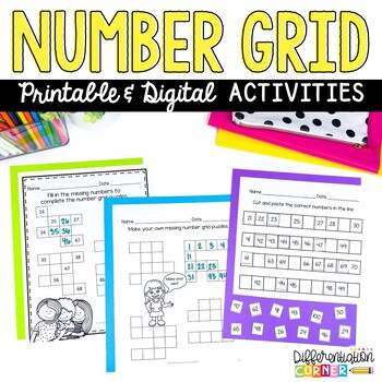 Preview of Number Grid Puzzles Hundreds Chart and 120 Grid Number Sense Place Value