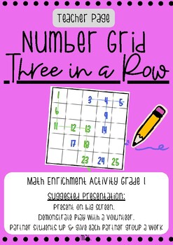 Preview of Number Grid Three in a Row:  Math Enrichment Activity