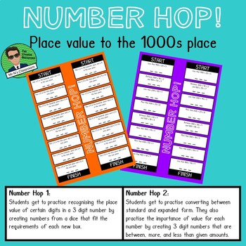 Preview of Number Hop (Place value to 1000s place)