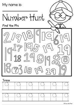 Number Hunt Worksheets Numerals 0-20 by From the Pond | TpT