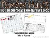 Numbers 0-20: Dot-to-Dot "Number Hunt"  Sheets and Practice Pages