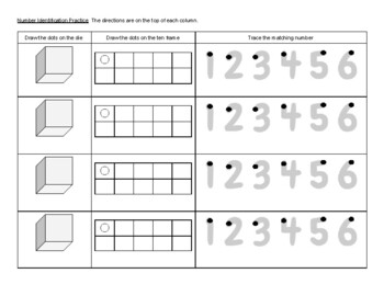 Number ID with Ten Frames (1-6) forming numbers by Not Just for Sped ...