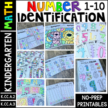 Preview of Number Identification 1-10 Printables | Writing Numbers | Number Sense | Math