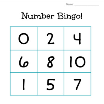 Number Identification Bingo Game: Numbers 0 - 10 by Annie's School Tools