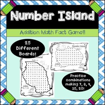 Preview of Number Island - Addition Math Fact Game - Combinations of 7 - 8 - 9 - 10 - 20