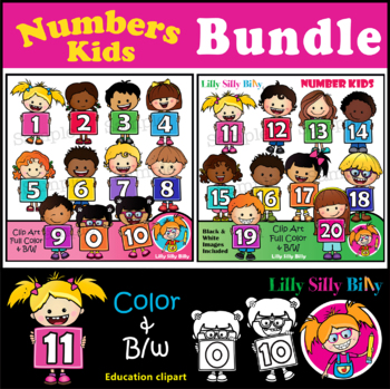 Preview of Number Kids - (0-20) Clipart BUNDLE - {Lilly Silly Billy}.
