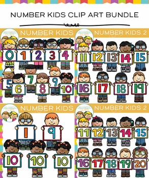 Preview of Math School Kids Number Clip Art Bundle