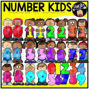 Preview of Number Kids Clip Art Set {Educlips Clipart}