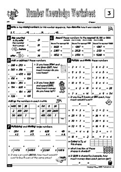 number knowledge book 8 free sample worksheets by aws math resources