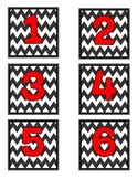 Number Labels- Chevron with Red