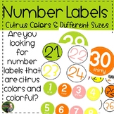 Number Labels- Citrus Colors