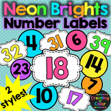 Number Labels - Classroom Decor - Neon Brights