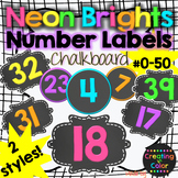 Number Labels - Classroom Decor - Neon Brights Chalkboard
