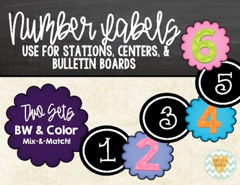 Preview of {FREEBIE!} Number Labels for Stations, Centers, Math Bulletin Board