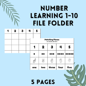 Preview of Number Learning 1-10 File Folder Activity