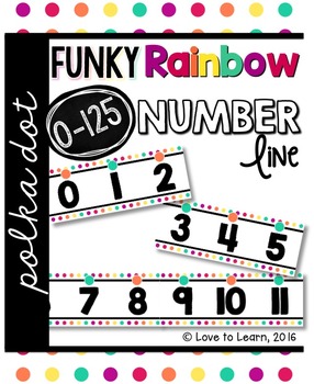 Preview of Number Line (0-125) - Funky Rainbow Polka Dot