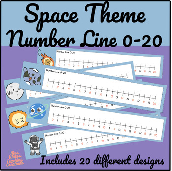 Preview of Number Line 0 to 20 Printable Counting Desk Labels - Space Themed Printables