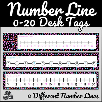 Preview of Number Lines 0 to 20 Printable Desk Tags - Polka Dot Counting Math Tool