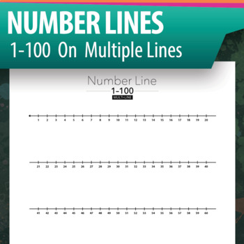 Preview of Number Line 1 to 100 - Continuous Lines Worksheet (1-100 Number Lines)