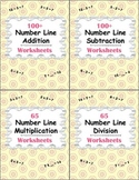 Number Line Worksheets Bundle - Addition, Subtraction, Mul