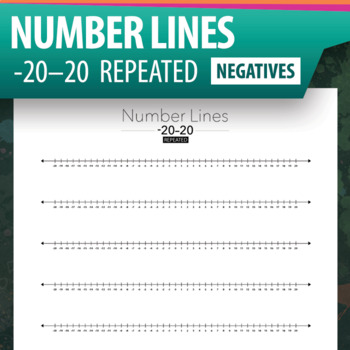 Preview of Number Line -20 to 20,  Repeated Lines Worksheet (-20–20 Negative Number Lines)