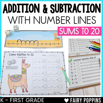 Preview of Number Line Addition & Subtraction to 20 | Differentiated Games & Worksheets