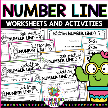 Preview of Number Line Addition Subtraction Worksheets & Activities