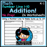 Math | ADDITION Number Line (1-10) | NO PREP Worksheets Ki