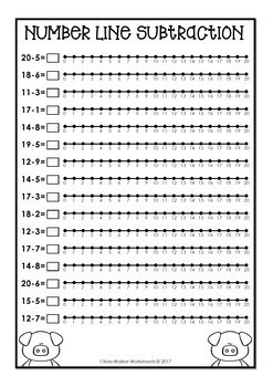 number line addition and subtraction bundle worksheets and printables