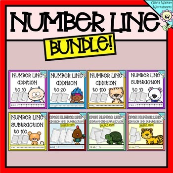 Preview of Number Line Addition and Subtraction Bundle - Worksheets and Printables
