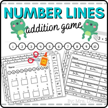 Preview of Number Line Addition to 10 Worksheets and Center Game