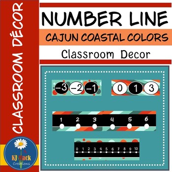 Preview of Number Line Cajun Coastal Colors Theme Classroom Décor