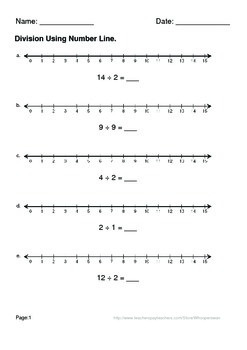 Number Line Division Worksheets By Whooperswan | Tpt