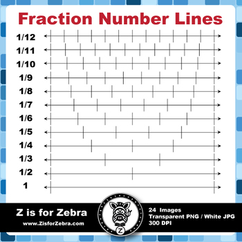 Preview of Number Line Fractions Clip Art - Commercial Use OK! ZisforZebra