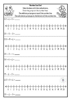 number line fun grade 1 addition and subtraction calculations tpt