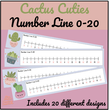 Preview of Printable Number Lines 0 to 20 Printable Desk Tags - Cactus Theme Counting Tool