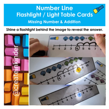 Preview of Number Line Missing Number and Addition Flashlight / Light Table Cards