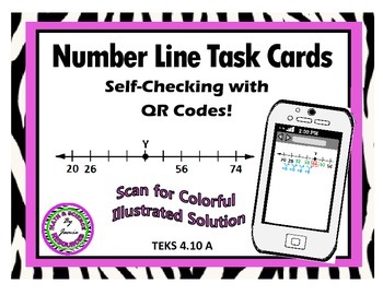 Preview of Number Line QR Code Task Cards