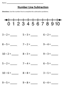 number line subtraction worksheet by mr superman school store tpt