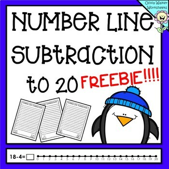 Preview of Number Line Subtraction to 20 Worksheets and Printables, Addition Strategy
