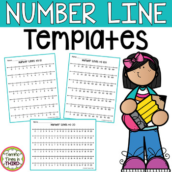 Preview of Number Line Templates - Number lines to 10, 20, 100, and more