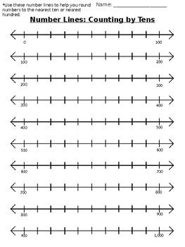 Preview of Number Line to 1,000 - Counting by Tens