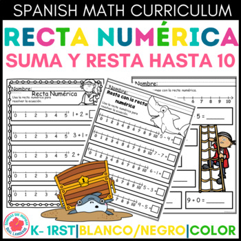 Preview of Number Line to 10 Pirates Recta Numérica Suma Resta hasta 10