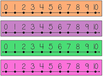Preview of Number Lines 0-10 Bright Colors