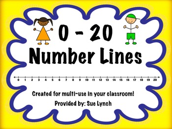 number lines 0 20 freebie color and black white tpt
