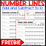 Number Lines Add and Subtract Within 10 ({Free Sample}
