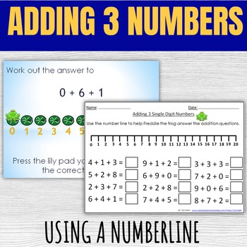 Preview of Number Lines - Adding 3 Numbers.