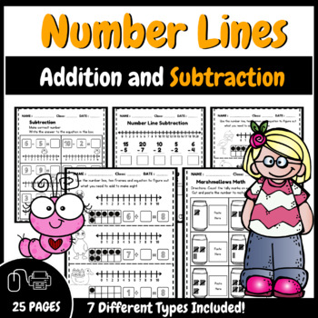 Preview of Number Lines Addition and Subtraction - Math activities for kindergarten