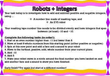 Preview of Number Lines, Integers and Robots