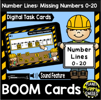 Preview of Number Lines:  Missing Numbers 0-20 BOOM Cards